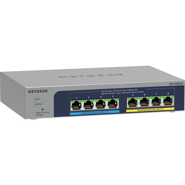Netgear 8port Ultra60 PoE Multi-Gigabit 2.5G Ethernet Plus Switch MS108EUP100NAS