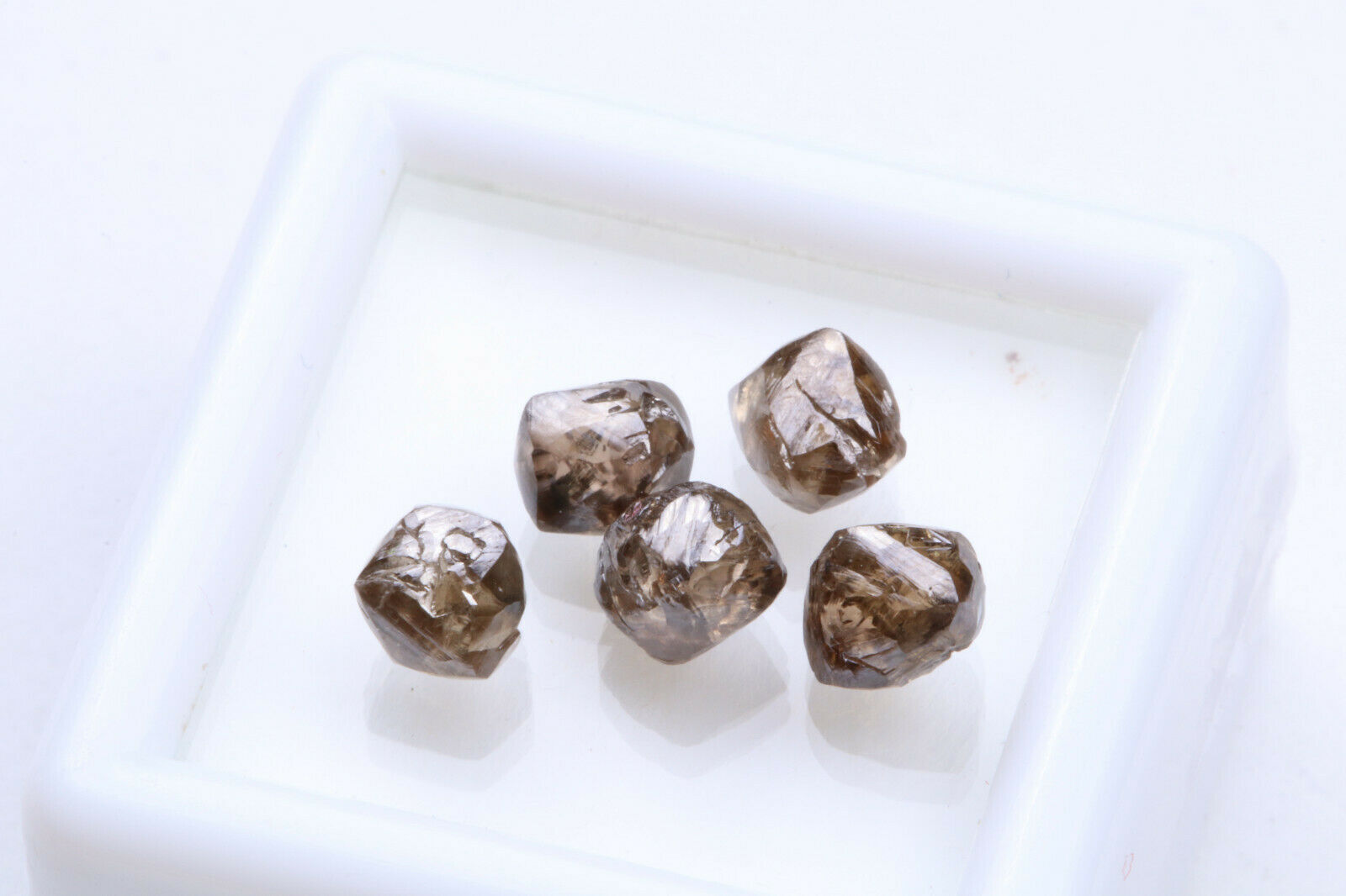 5Pcs Cognac Brown Rough Smooth Diamond, Raw Loose Diamond Crystals 5.5mm-6mm W09