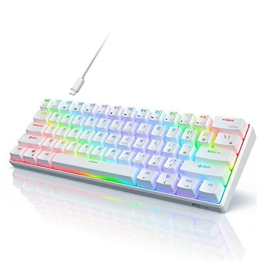  RK61 Wired 60% Mechanical Gaming Keyboard Hot-Swappable Red Switch White