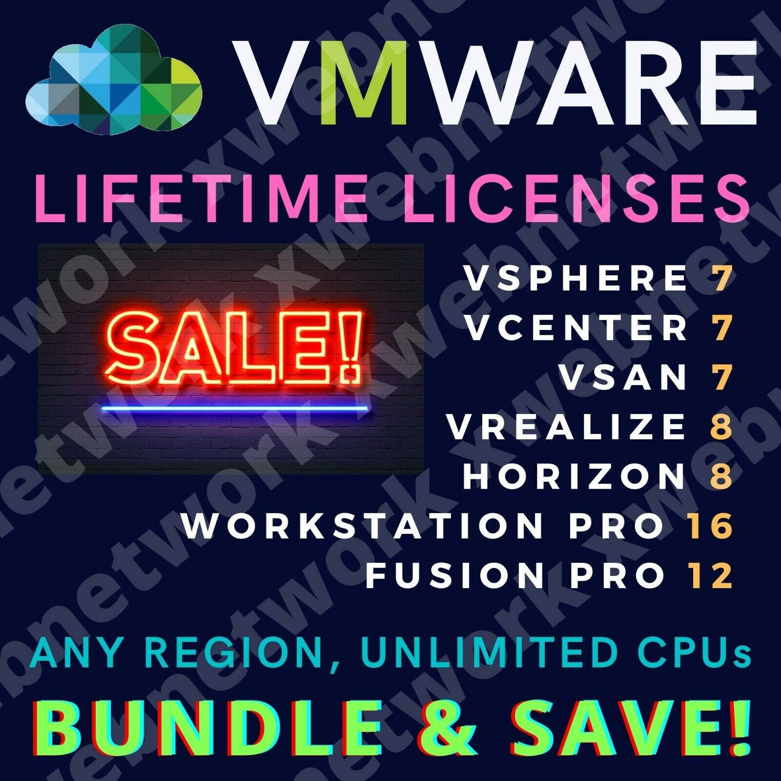 VMWare 7 Suite - vSphere, vCenter, vSan, vRealize, Horizon, Workstation, Fusion