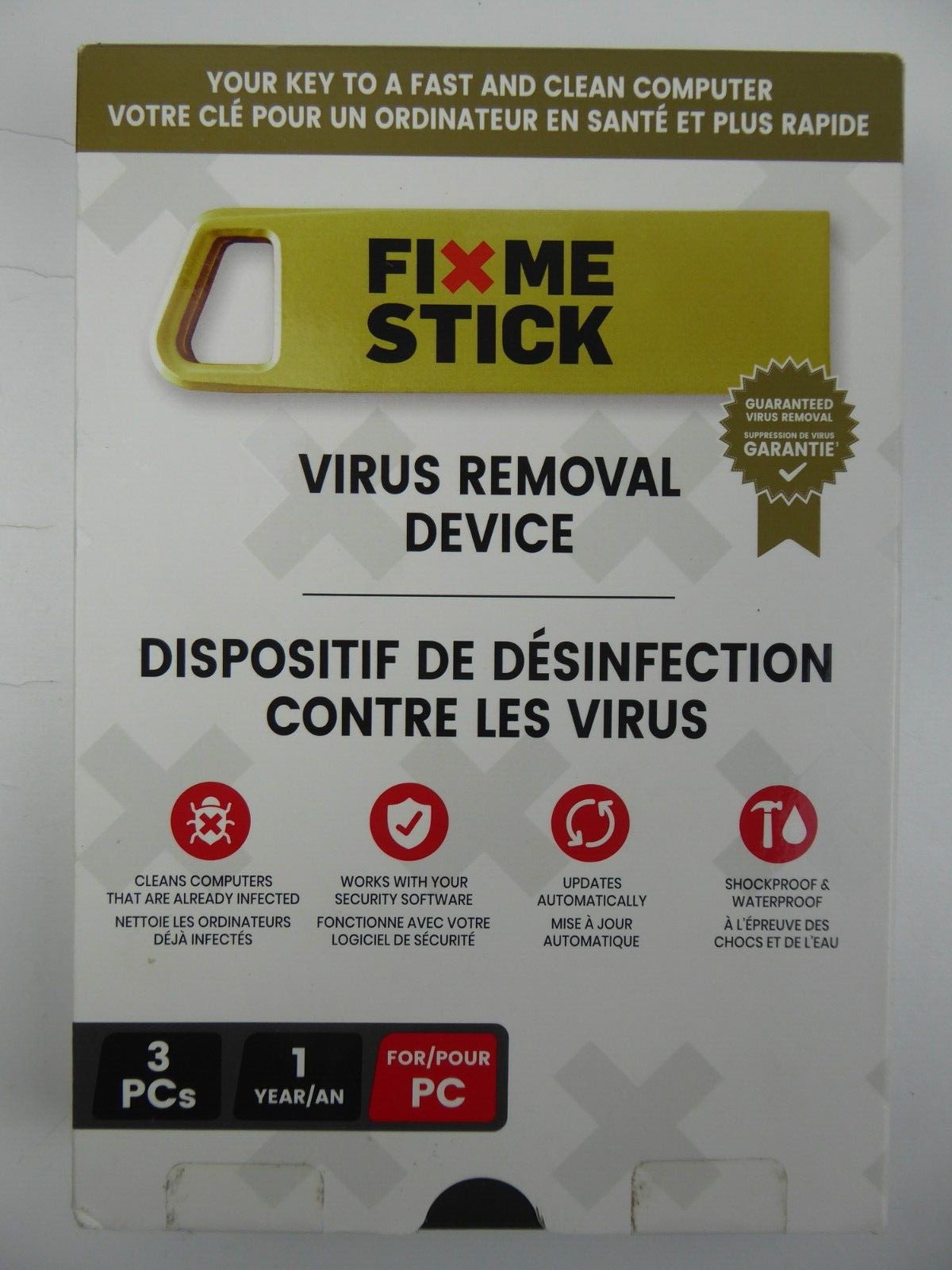 FixMeStick Gold Virus Removal Stick for Windows PCs - Use On Up To 3 PCs New