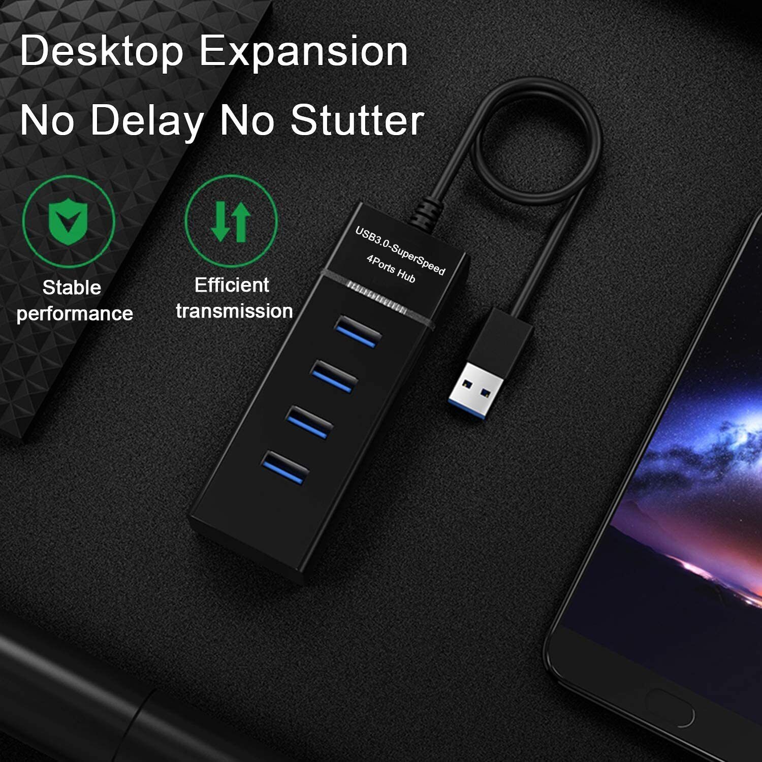 4 Port USB 3.0 Multi High Speed HUB Splitter Expansion Desktop Laptop PC Max OS