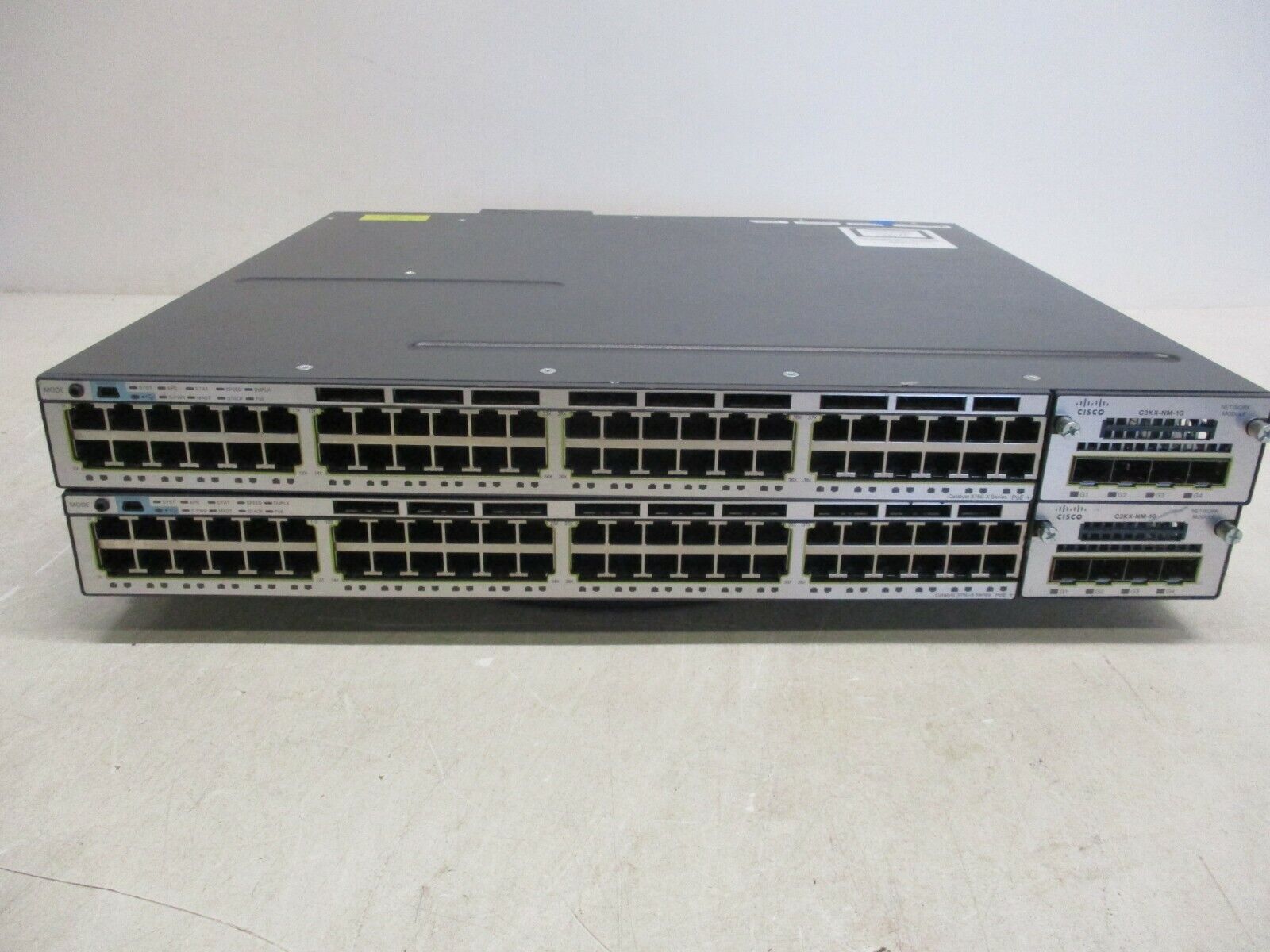 Cisco 3750X Series WS-C3750X-48PF-S V02 Switch C3KX-NM-1G Module Lot of 2