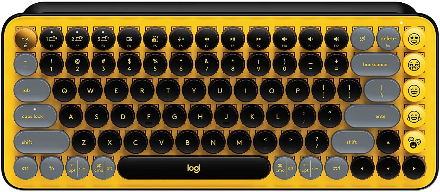 Logitech POP Keys Wireless Tactile Switch Emoji Keyboard Blast Yellow 920-010707