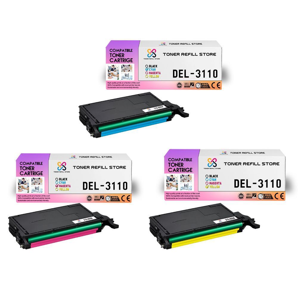 3Pk TRS 3110 CYM Compatible for Dell 3110 3110CN Toner Cartridge