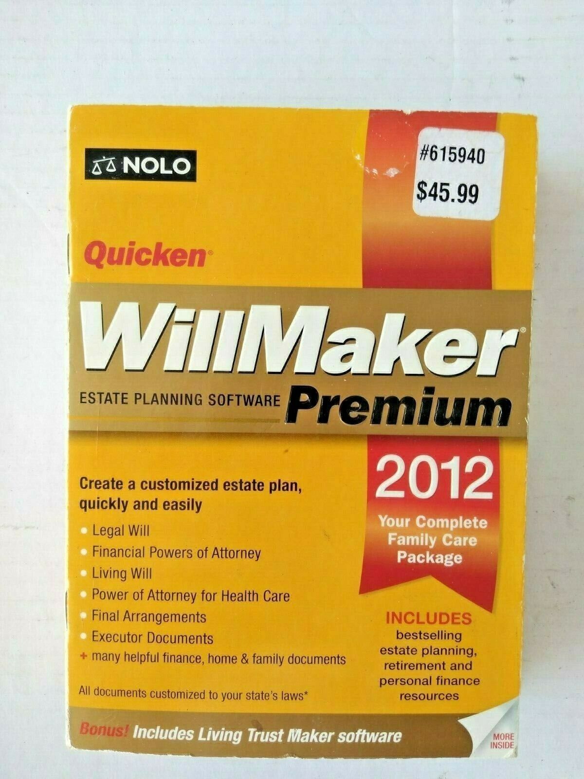 NOLO Quicken Willmaker Premium Estate Planning Software (XP, Vista, Windows 7)