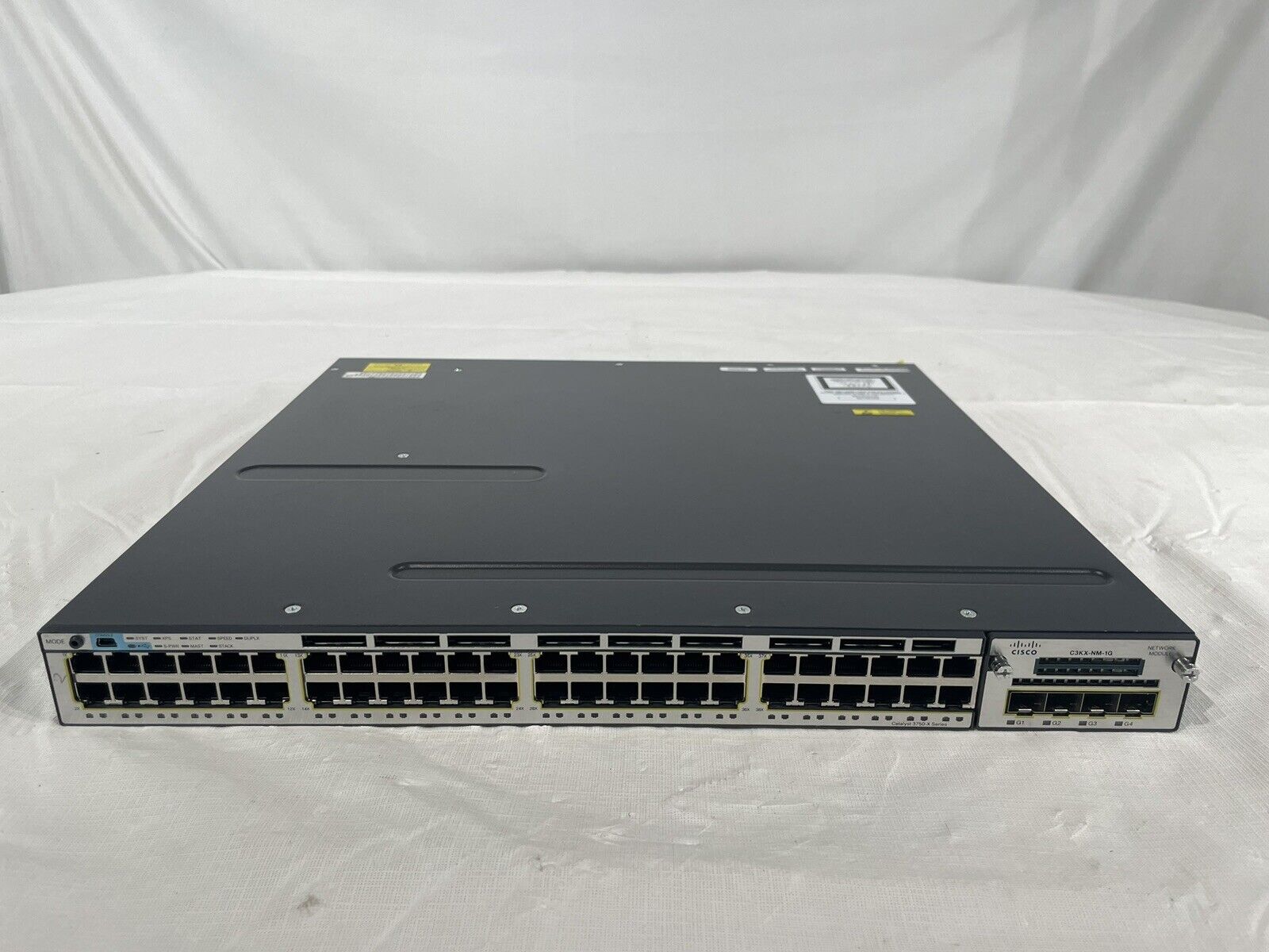 Cisco Catalyst WS-C3750X-48T-L 48-Port Gigabit Switch w/ C3KX-NM-1G & 2x 350WAC