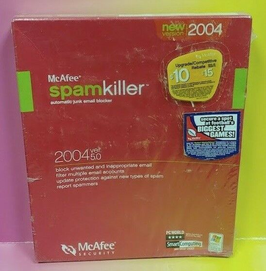 PC Software McAfee Virus Scan New Spam Killer 5.0 2004 Windows XP 2000 Vintage