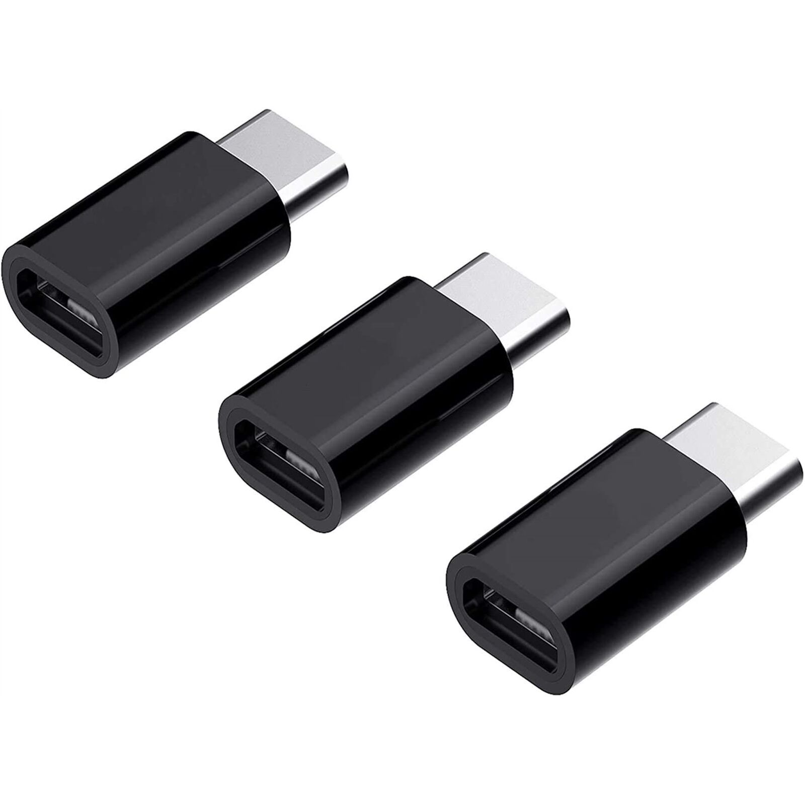 USB-C Adapter to Micro USB (3-Pack) OTG Supported with 56k Resistor Data Sync an