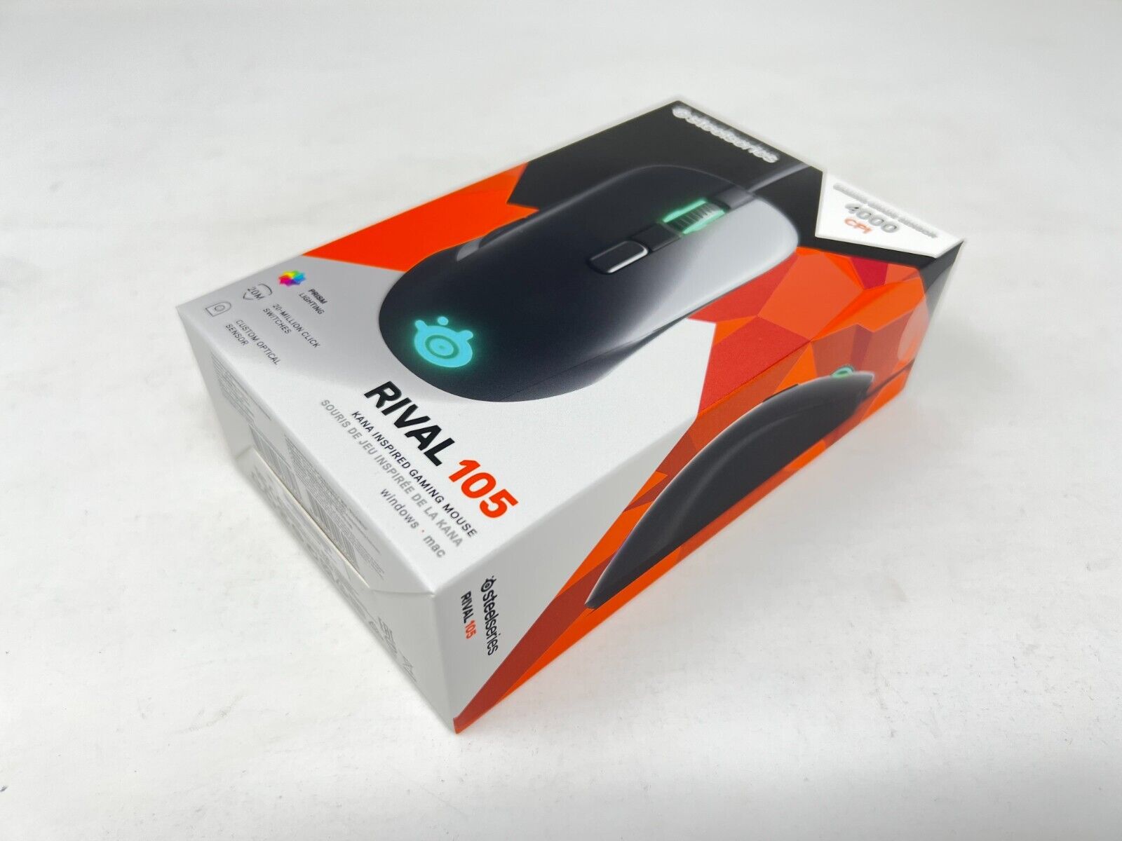 New SteelSeries Rival 105 Computer Gaming Mouse RGB Illumination 4000 DCPI