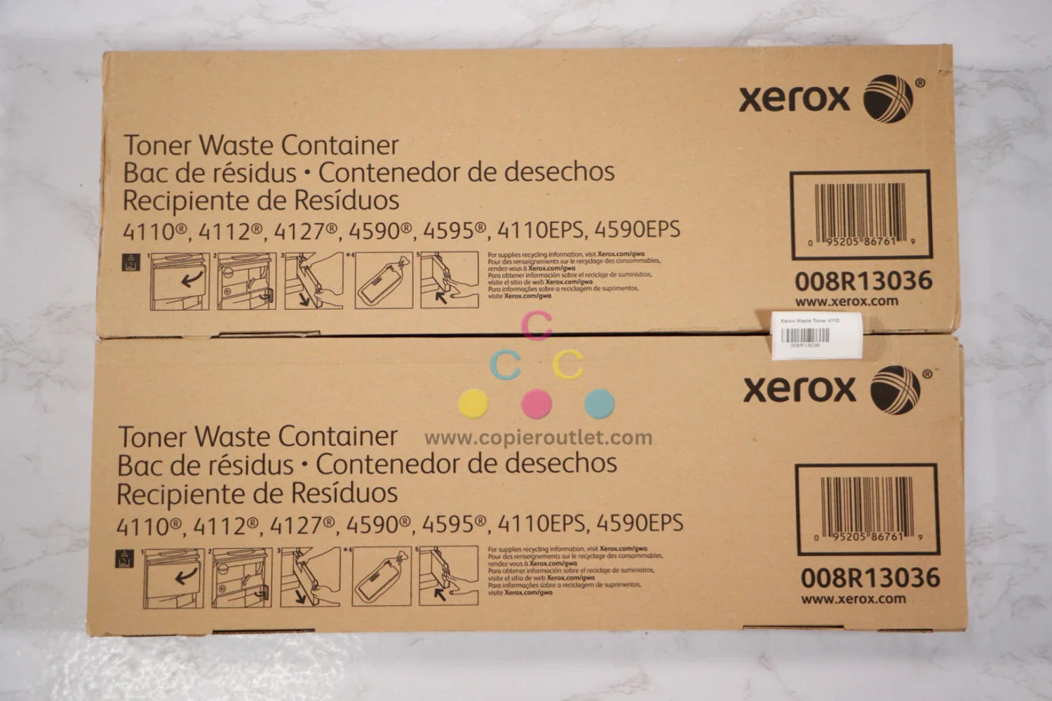 2 OEM Xerox 4110, 4127, 4590, 4595, D110, D125 Waste Toner Containers 008R13036
