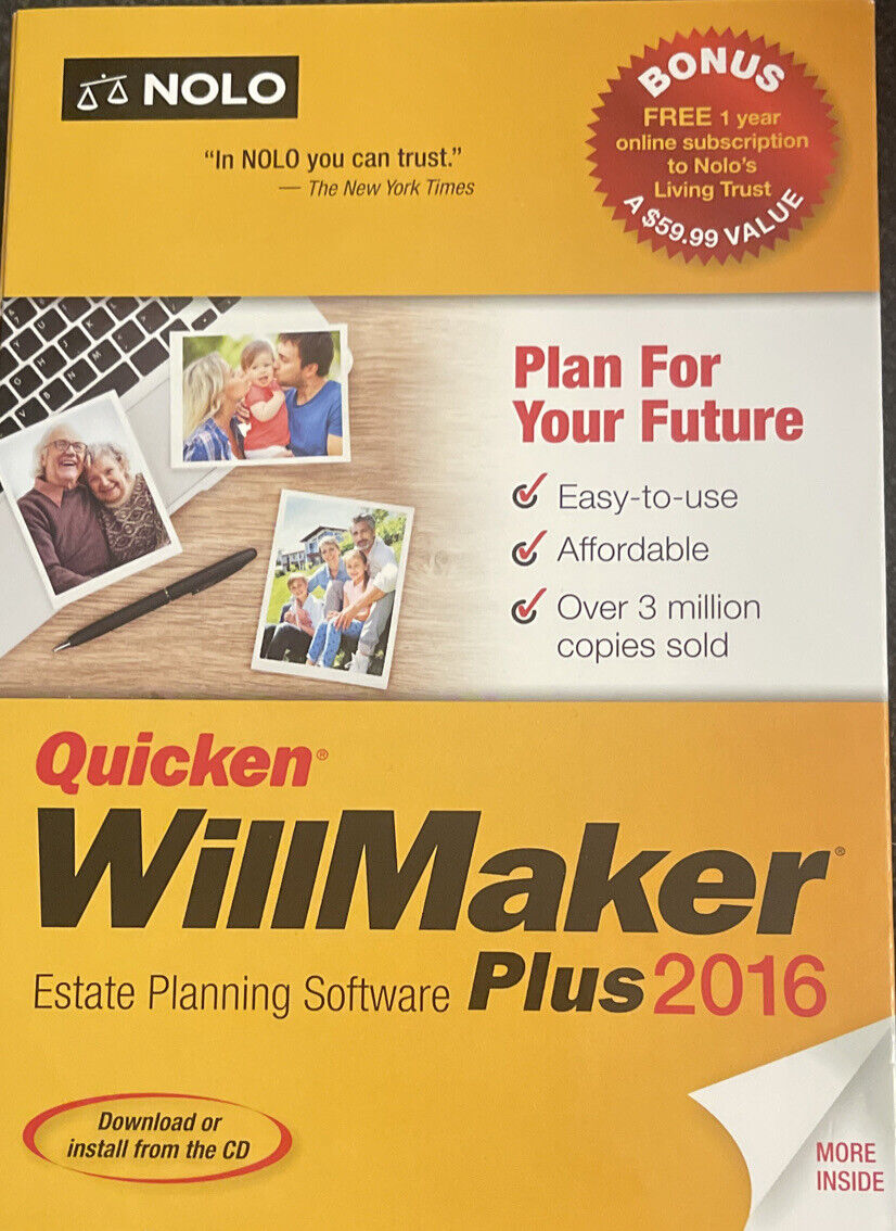 NEW NOLO Quicken Willmaker Plus 2016 Estate Planning Software ***CD INCLUDED***