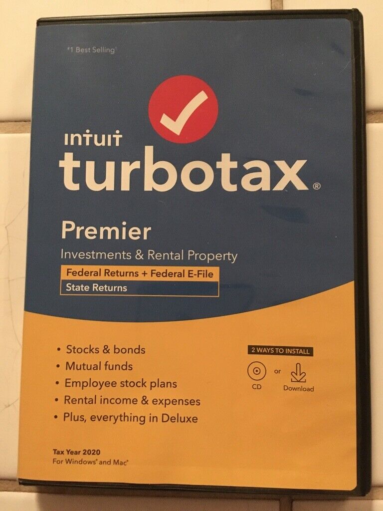 TURBOTAX 2020 PREMIER on CD and DOWNLOAD USED ONCE ***FREE SHIPPING***