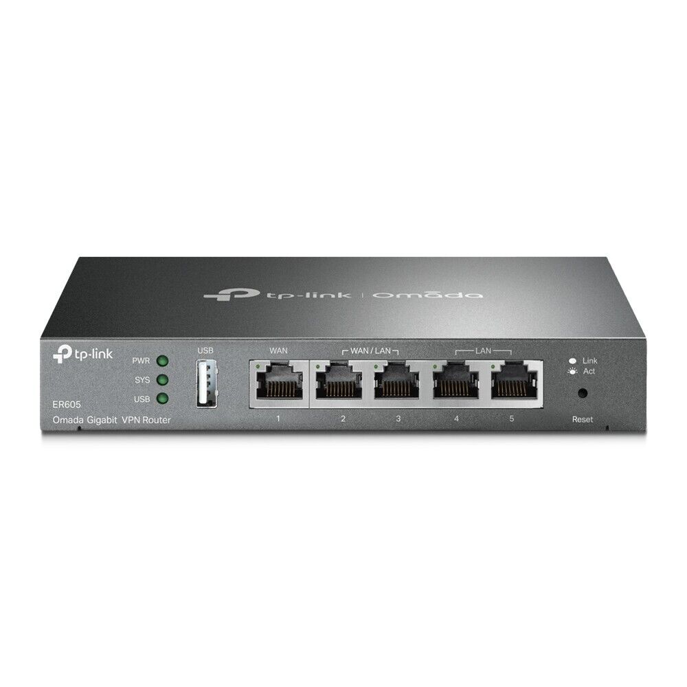 TP-Link ER605 Omada 5-Port Gigabit Multi-WAN VPN Router, 3 Config WAN/LAN