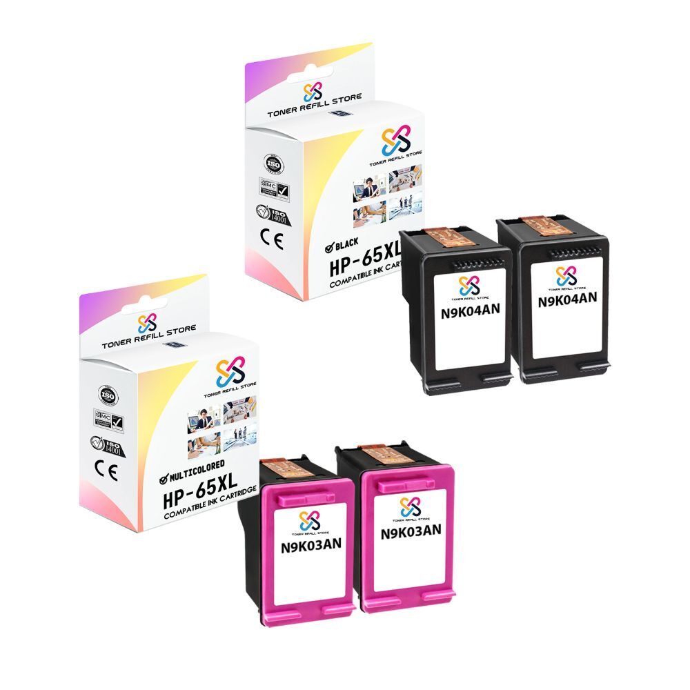 4PK TRS 65XL Multicolored HY Compatible for HP Deskjet 3720 3721 Ink Cartridge