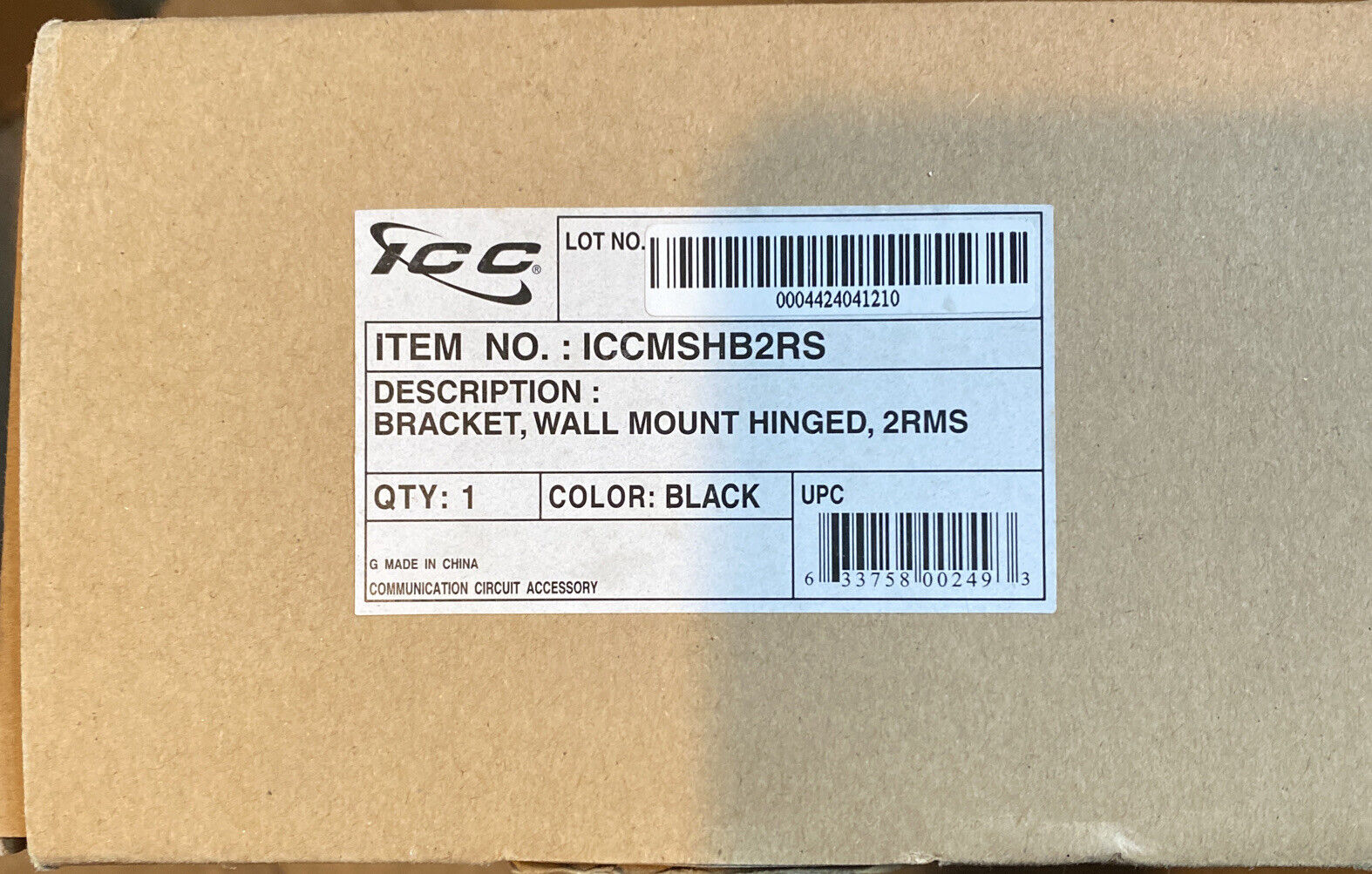 ICC ICCMSHB2RS BRACKET, WALL MOUNT HINGED, 2 RMS