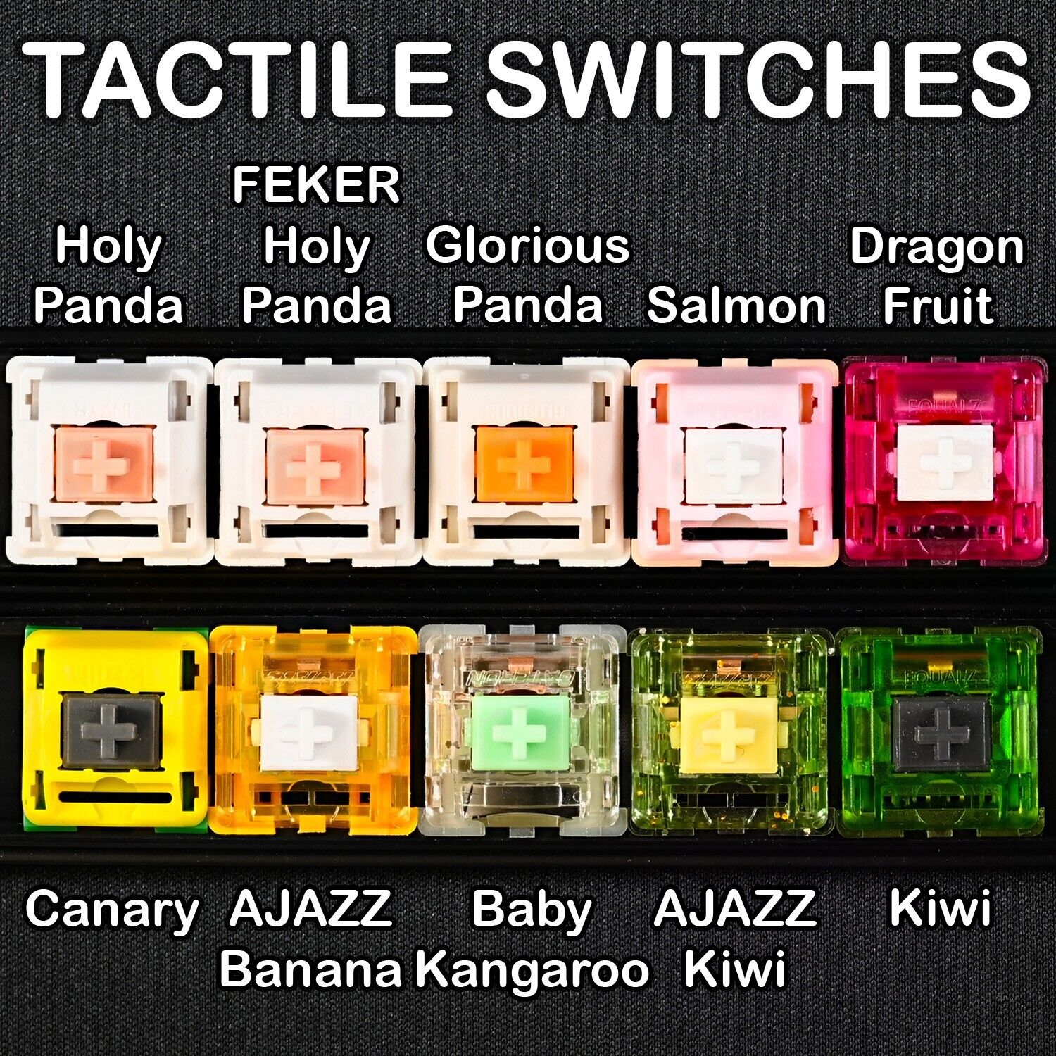 TACTILE Mechanical Keyboard SWITCH TESTER SAMPLE PACK Holy Panda, Kiwi, Glorious