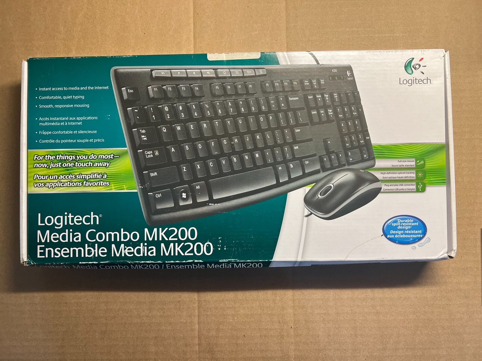 LOGITECH MEDIA COMBO MK200 FULL-SIZE KEYBOARD AND HIGH-DEFINITION OPTICAL MOUSE