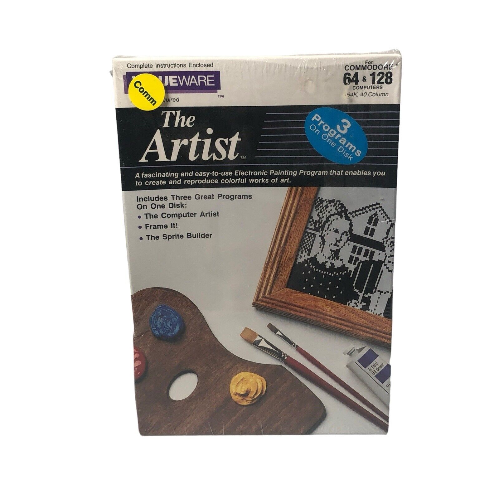 Commodore The Artist Software By Valueware 3-in-1 w/ Frame It Sprite Builder 
