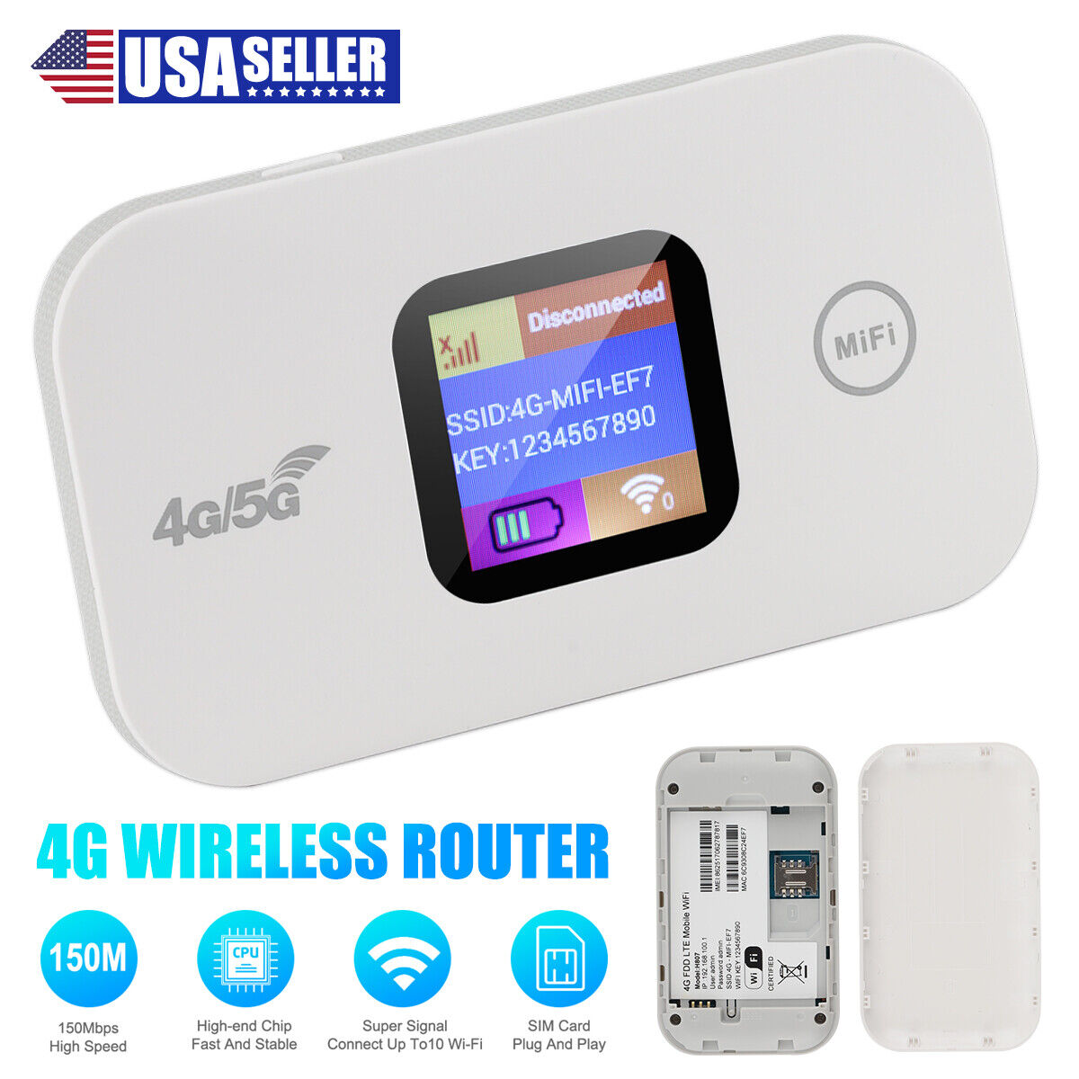 Portable LTE 4G Wireless WiFi Router Mobile Broadband MIFI LCD Hotspot  2100 mAh