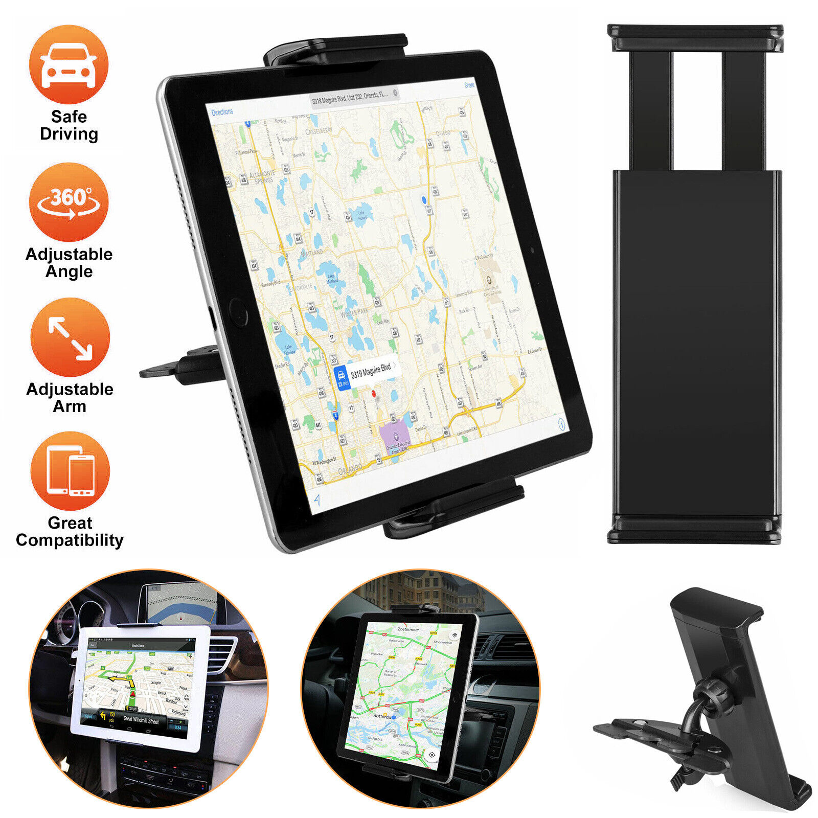 360° Car CD Slot Holder Mount Stand Universal for Galaxy Tab iPad Tablet Phone