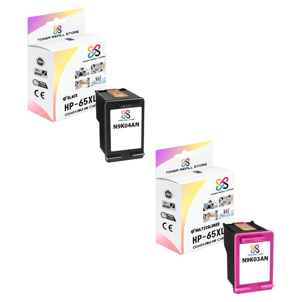 2PK TRS 65XL Multicolored HY Compatible for HP Deskjet 3720 3721 Ink Cartridge