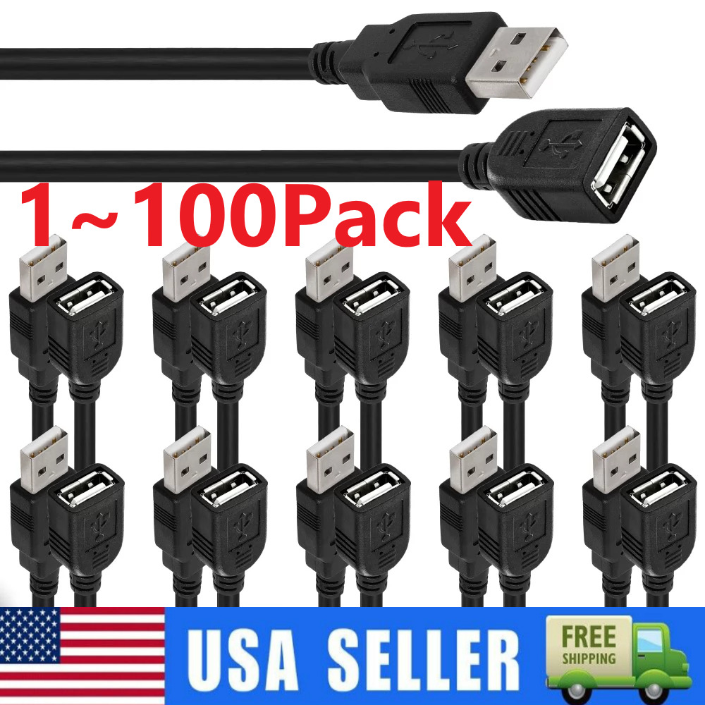 High-Speed USB-USB Extension Cable USB 2.0 Adapter Extender Cord Male/Female LOT