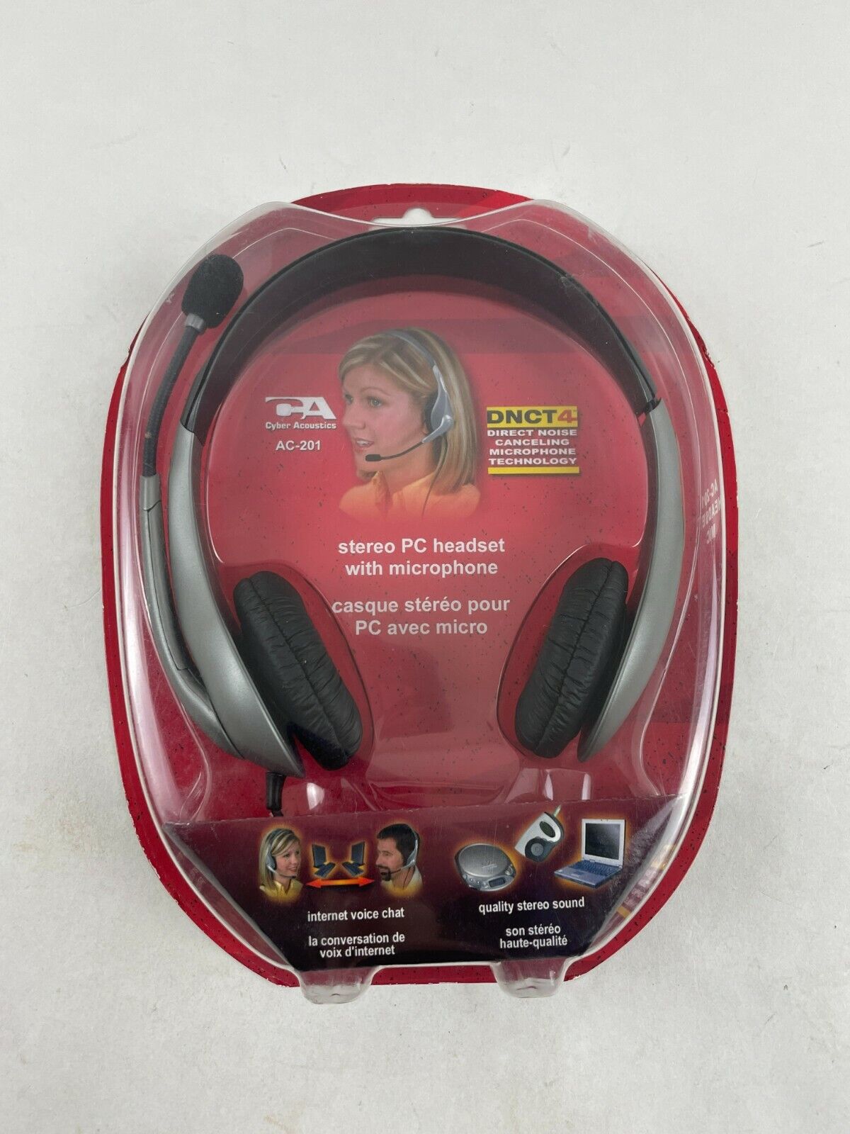 Cyber Acoustics AC-201 Stereo PC Headset Noise Canceling Microphone Technology