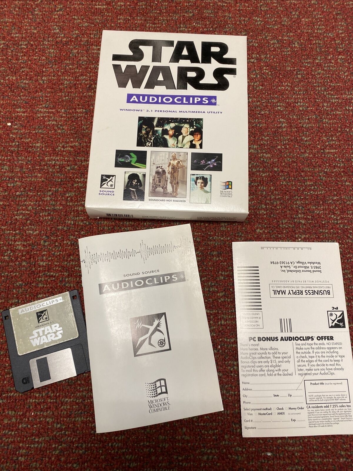 Star Wars Audio clips For Pc Windows 3.1 On 3.5” Floppy Big Box By Sound Source