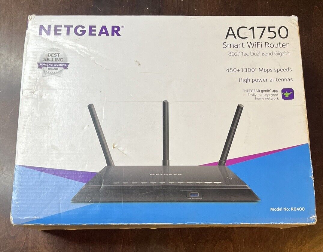 Netgear 4-Port Gigabit Wireless AC Router AC1750 R6400-100NAS 1300 Mbps NIB