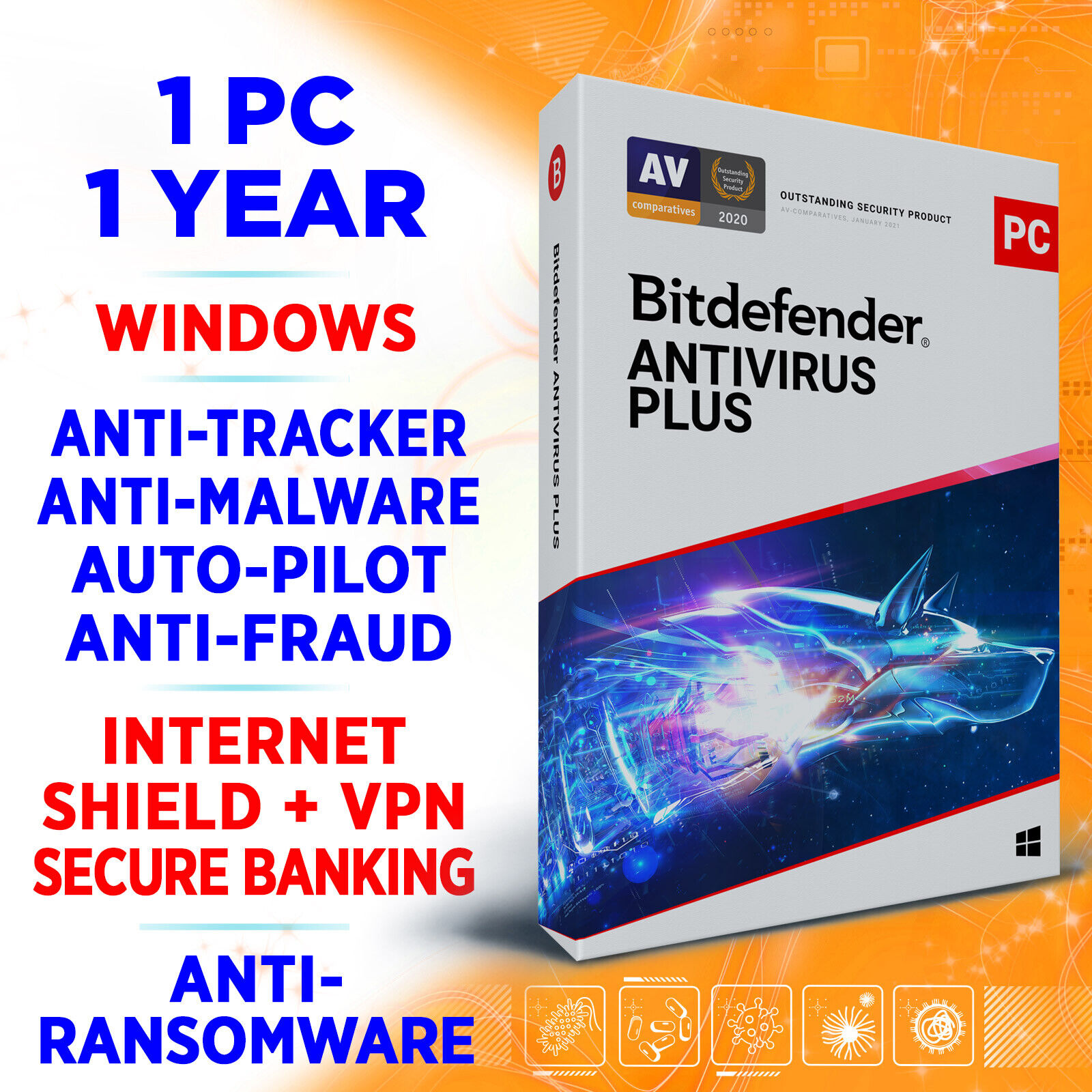 Bitdefender Antivirus Plus 2022 1 PC 1 year (USA / Canada) Key incl. VPN