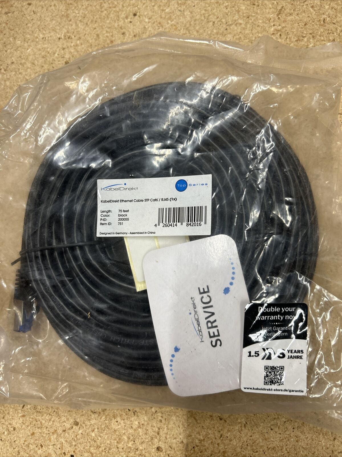 KabelDirekt STP CAT 6 RJ45 - 75 feet Ethernet, Network, Lan & Patch Cable BLACK