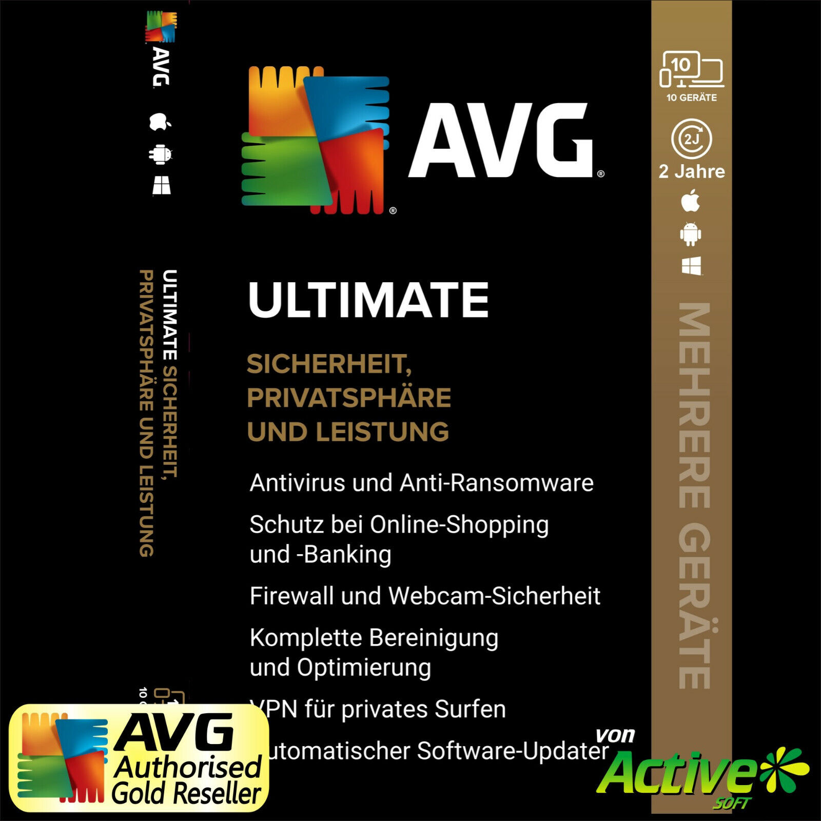 AVG ULTIMATE 2024 10 PC 2 Years | AntiVirus, Tuneup, VPN | PC, Mac, Android | DE