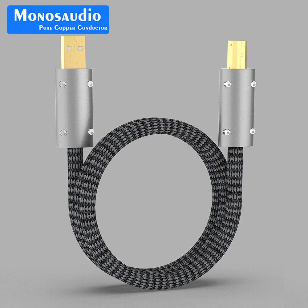 HI-End Pure Silver OFC USB Audio Cable USB Type A-B Gold Plated Plug DAC Cord