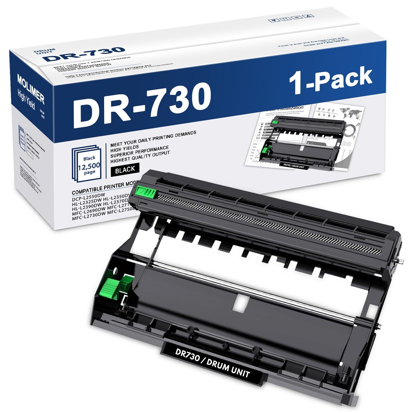DR730 Drum Unit 1BK Compatible for Brother DR730 HL-L2370DW MFC-L2710DW Printer