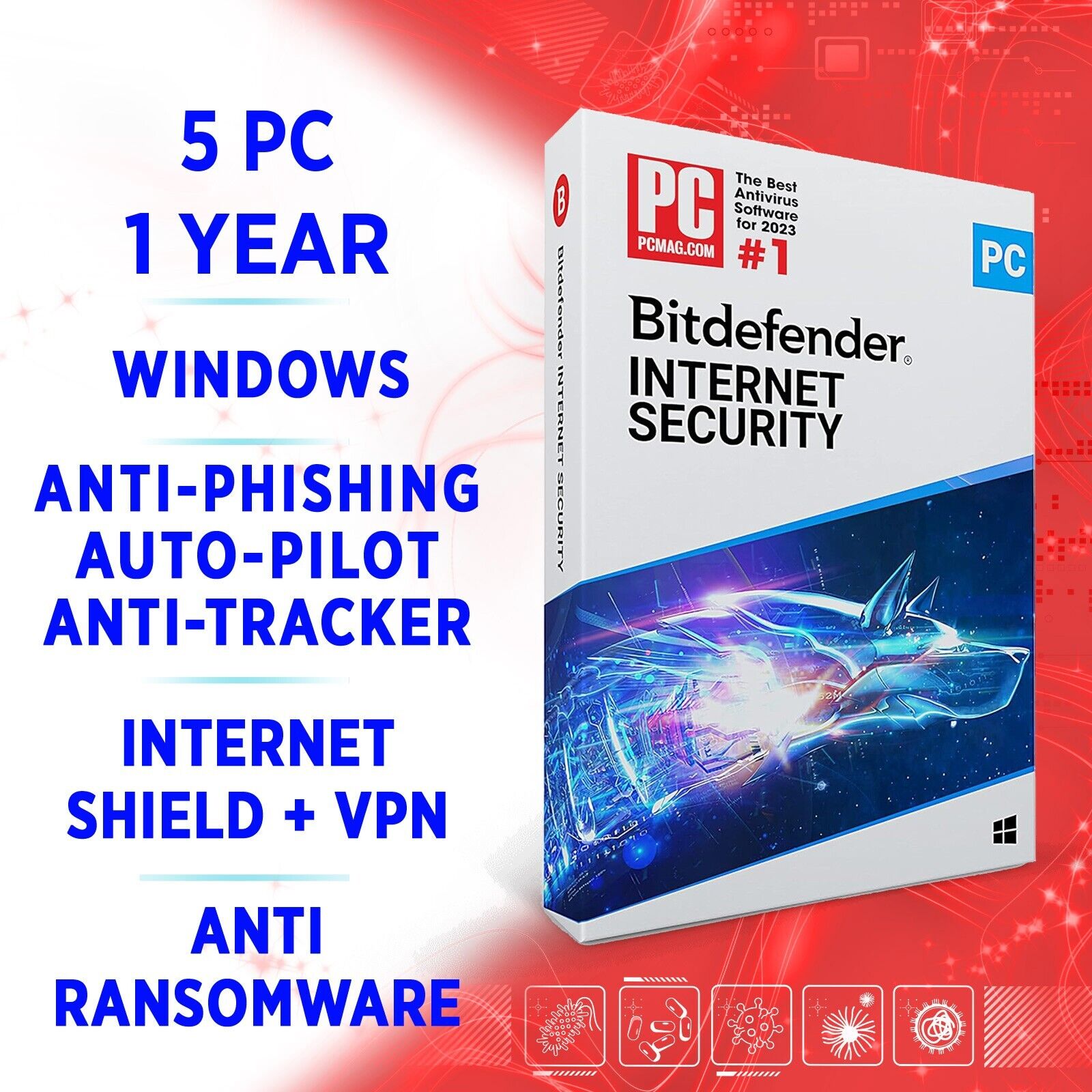 Bitdefender Internet Security 2024 5 PC 1 year, FULL EDITION