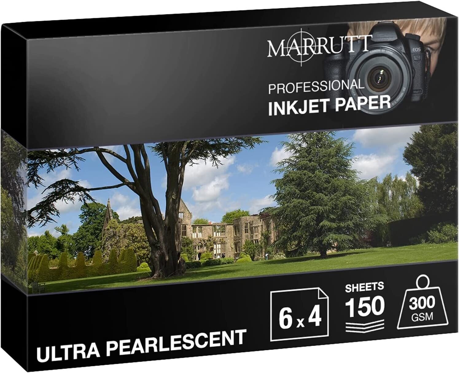 Marrutt 300gsm Ultra Pearlescent Hi-White - 6 x 4 Inches, 150 Sheets