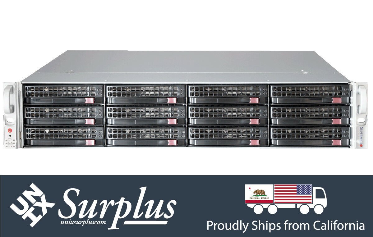Supermicro 2U 12 Bay Server X9DRI-LN4F+ 2x Xeon E5-2670 V2 32GB 12x Caddies RAIL