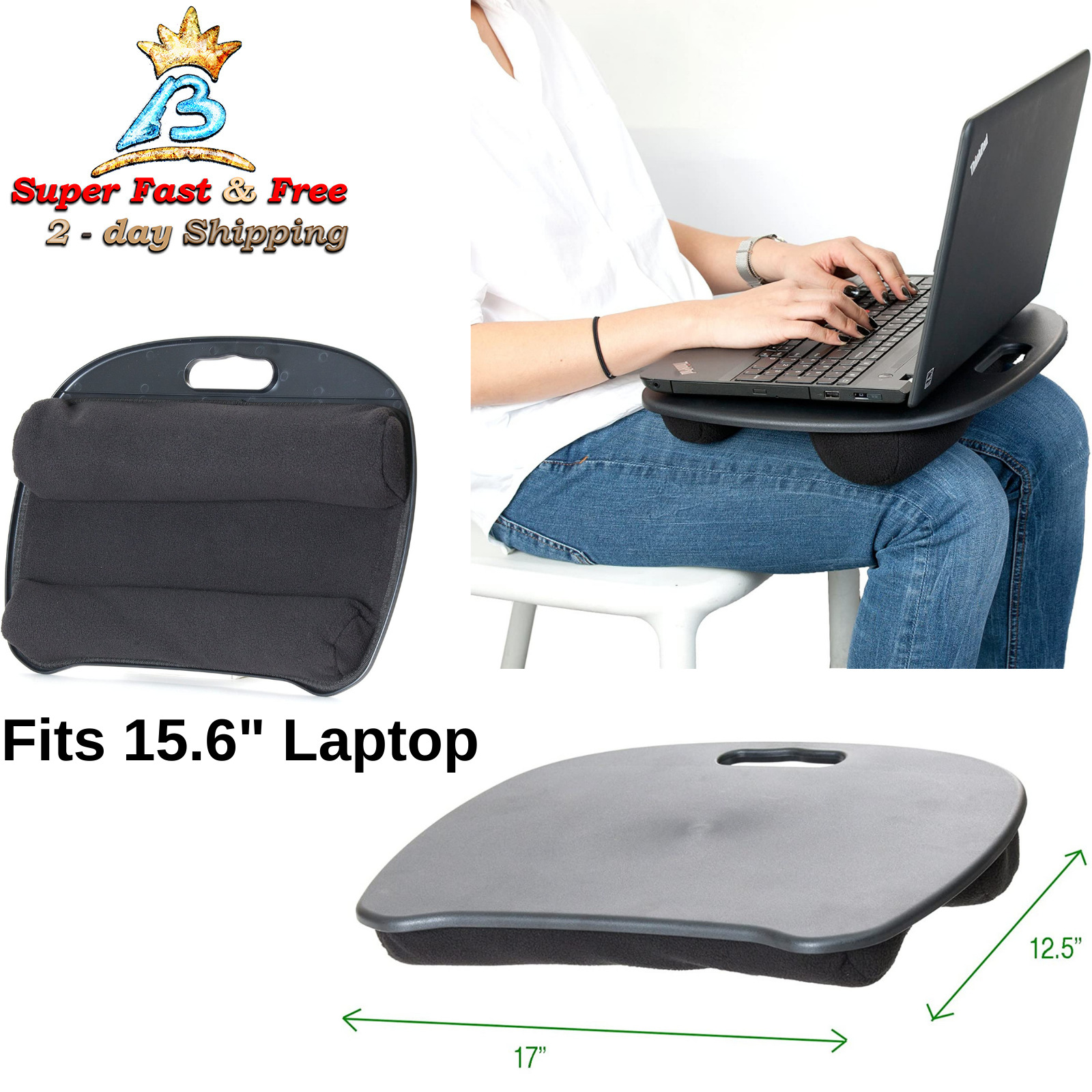 Laptop Lap Tray With Cushioned Pillow Desk Bed Tray Portable Notebook Stand NEW