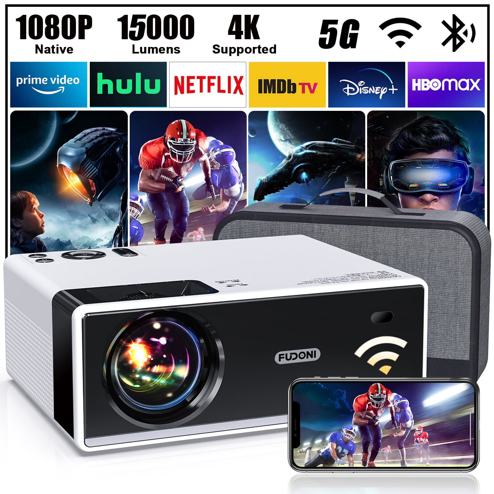 WiFi 1080P TV Projector 4k Bluetooch LED Home Theater Movies Projector Cinema