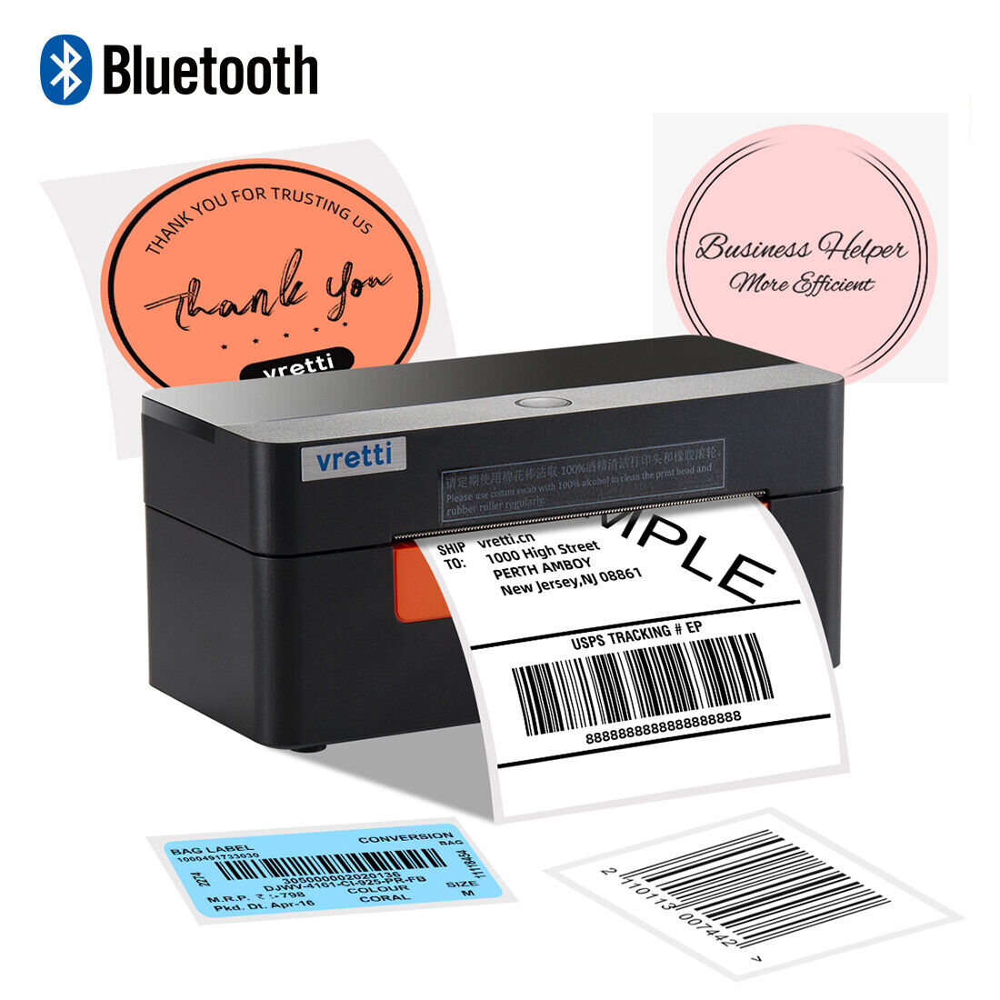 Wireless Bluetooth Thermal Shipping Label Printer 4x6 For iOS Android phone