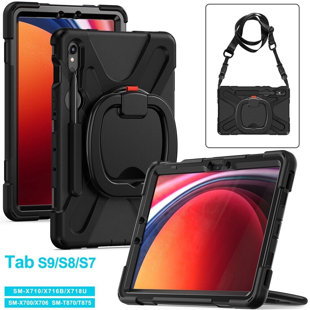 Rotating Shockproof Carry Tablet Case For Samsung Galaxy Tab S9 Ultra S9 Plus S8
