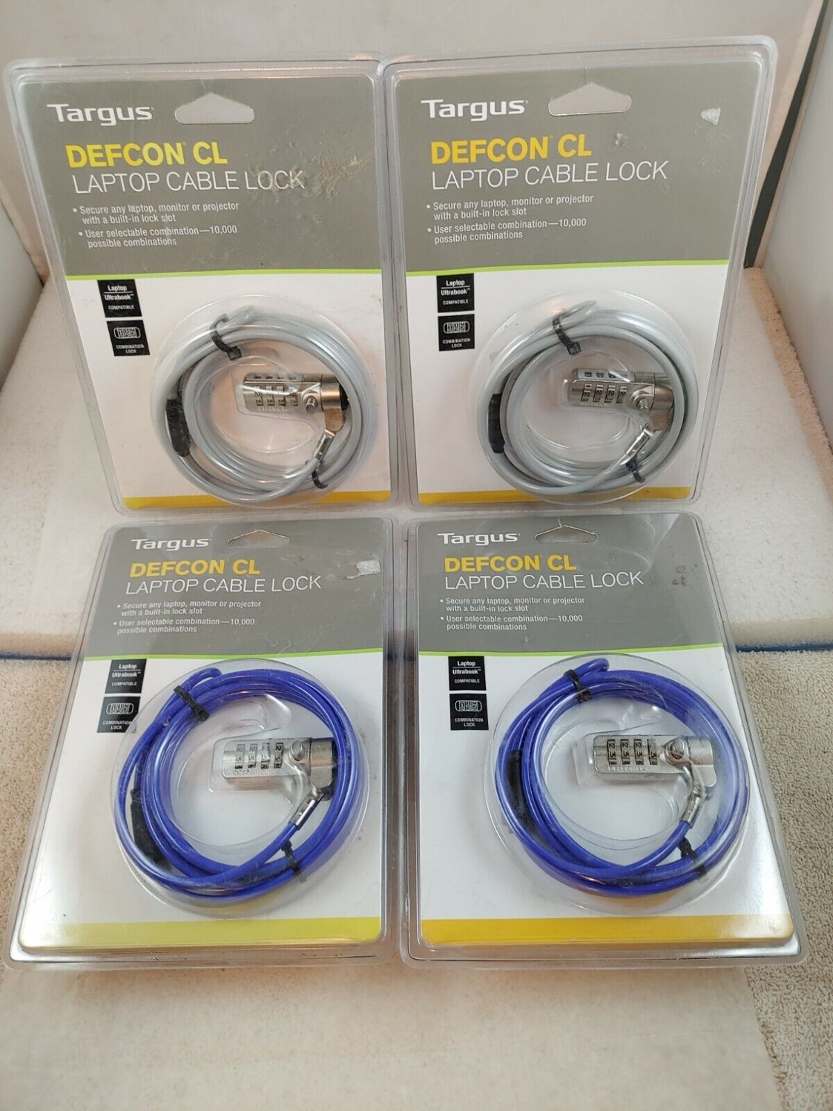 Lot of 4 Targus Defcon CL Notebook Laptop Computer Security Combo Cable Lock NEW