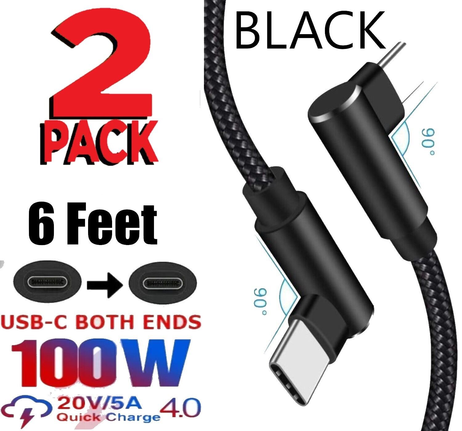 2 Pack USB C Braided Super Fast Charging Cable for Samsung Galaxy S9 S10 S20 S23