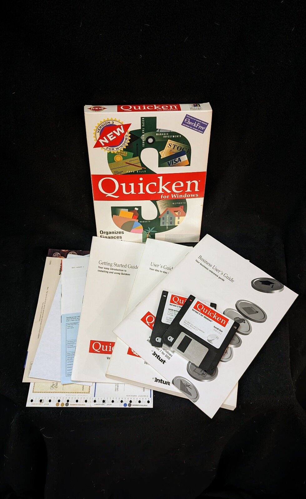 Vintage Quicken For Windows Version 3  Complete 1989 IBM 