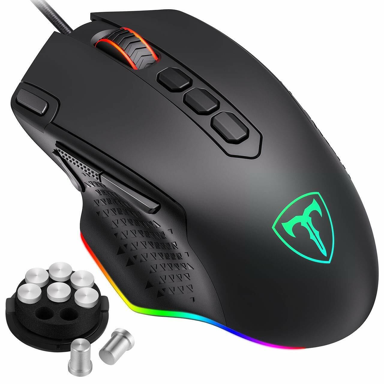 12000DPI PICTEK Wired Gaming Mouse Mice RGB LED Backlit 10 Programmable Buttons