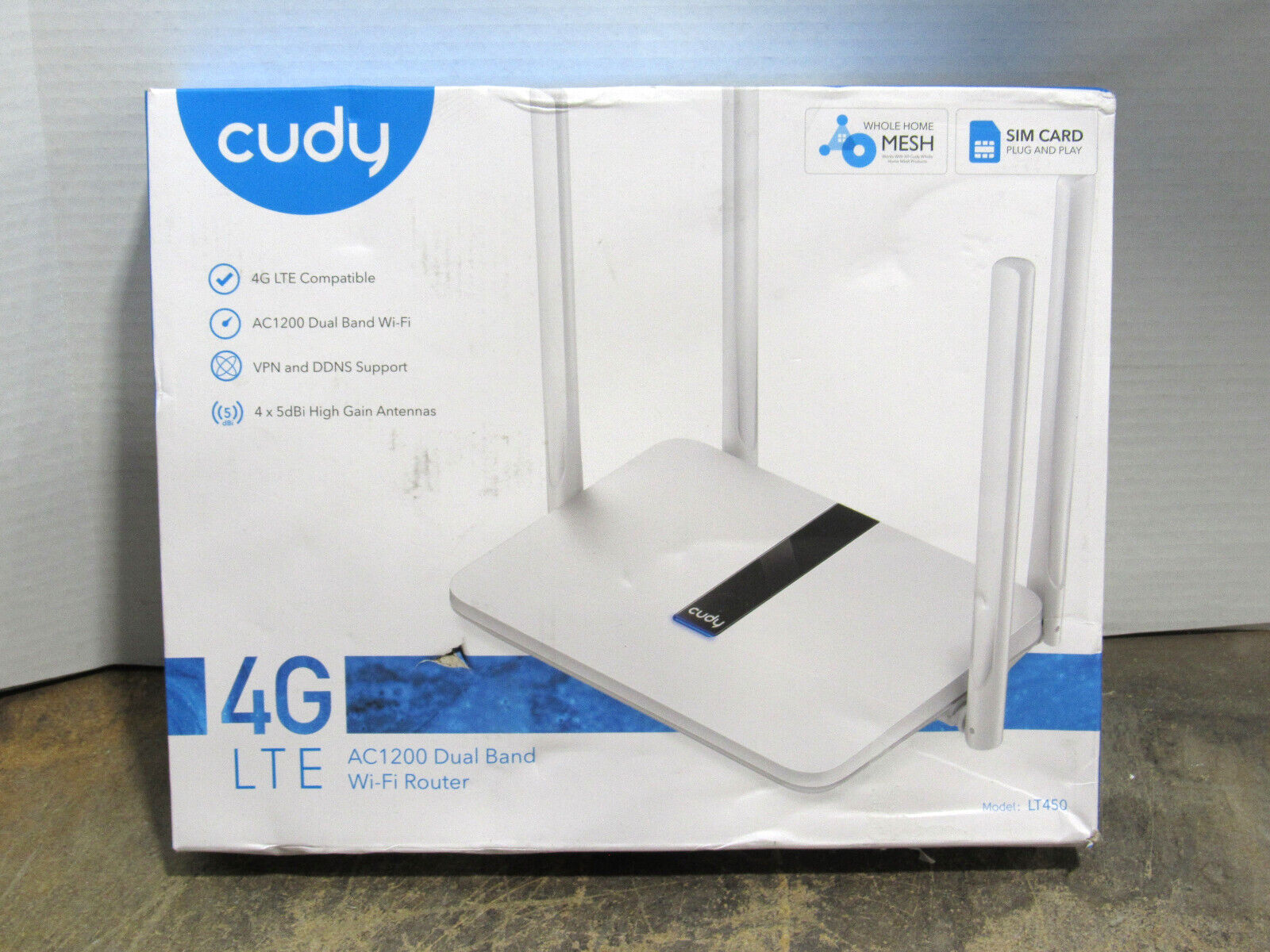 New Cudy Model LT450 4G LTE AC1200 Dual-Band Wi-Fi Dynamic DNS Router White