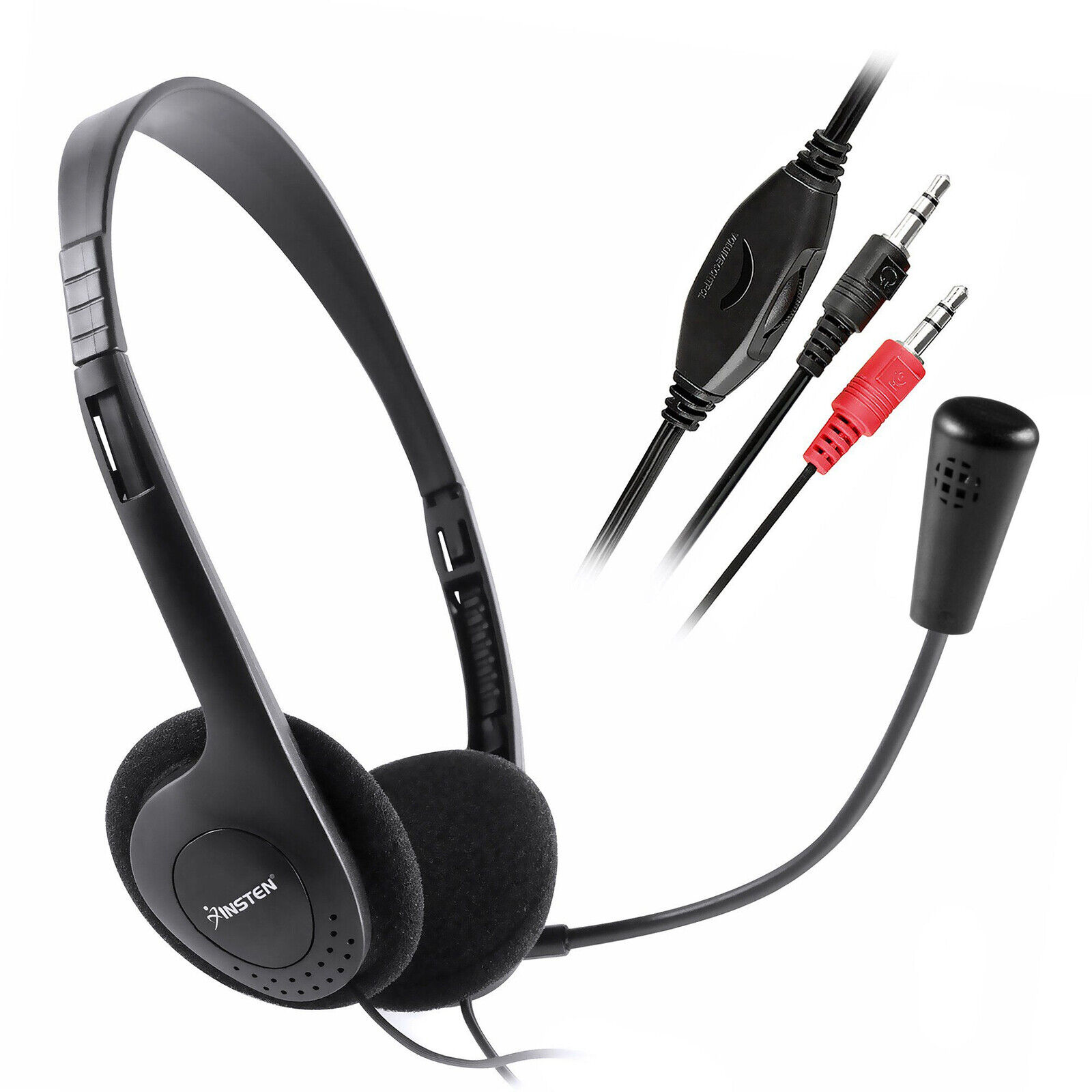 3.5mm Jack Wired Headsets Stereo Headphone with Mic for Computer PC Business Use