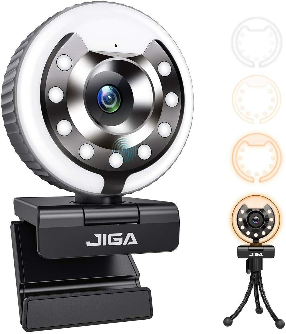 HD 1080P Zoom Autofocus Privacy Protection With Microphone Ring Light PC Webcam
