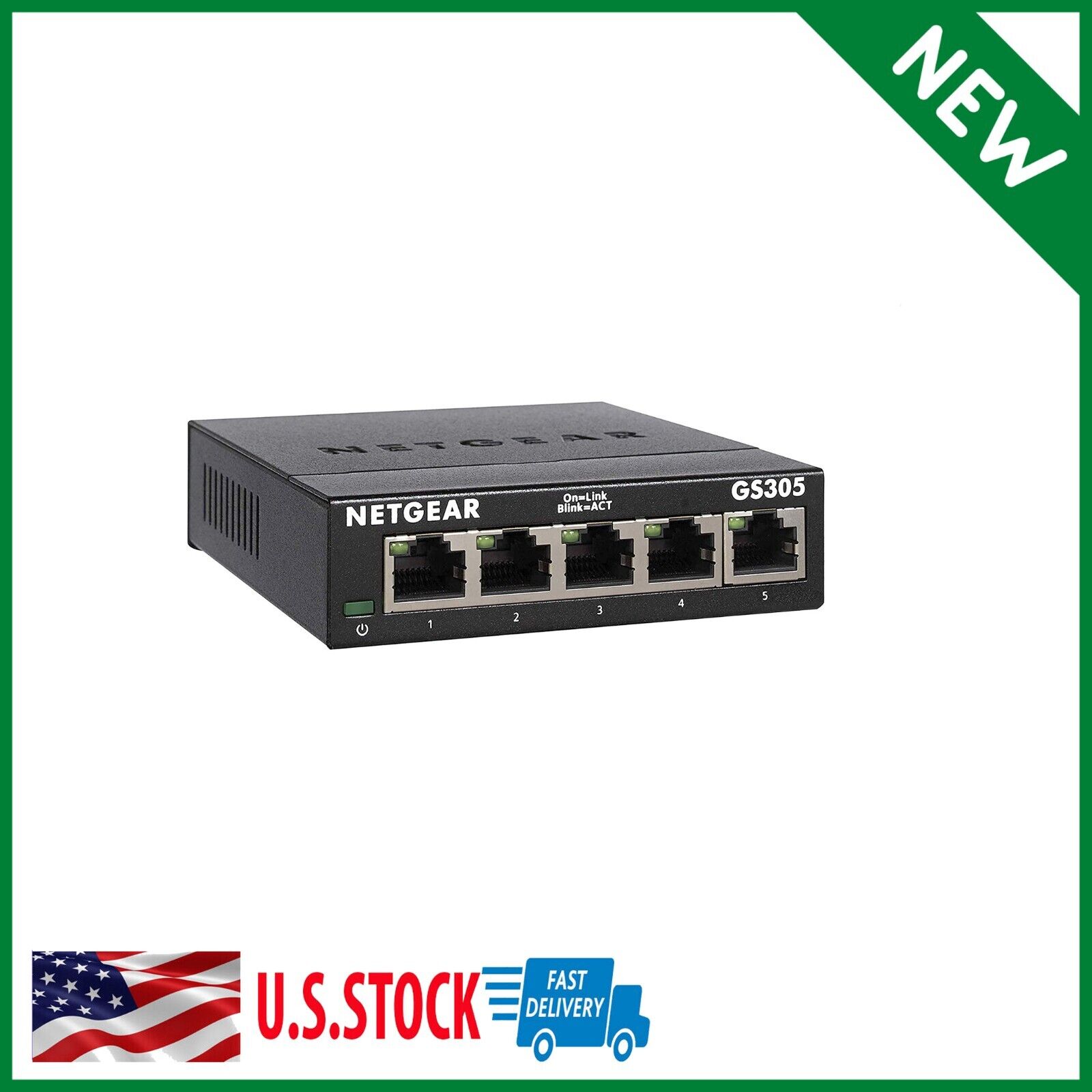 NETGEAR 5-Port Gigabit Ethernet Unmanaged Switch - Home Network Hub, (GS305) New